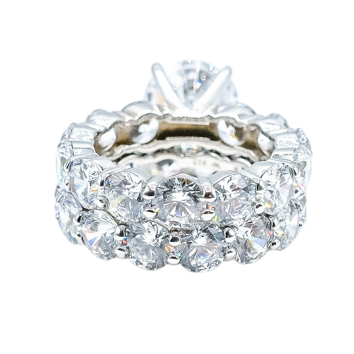 Sterling Silver Cubic Zirconia Double Ring Set Size 7.5