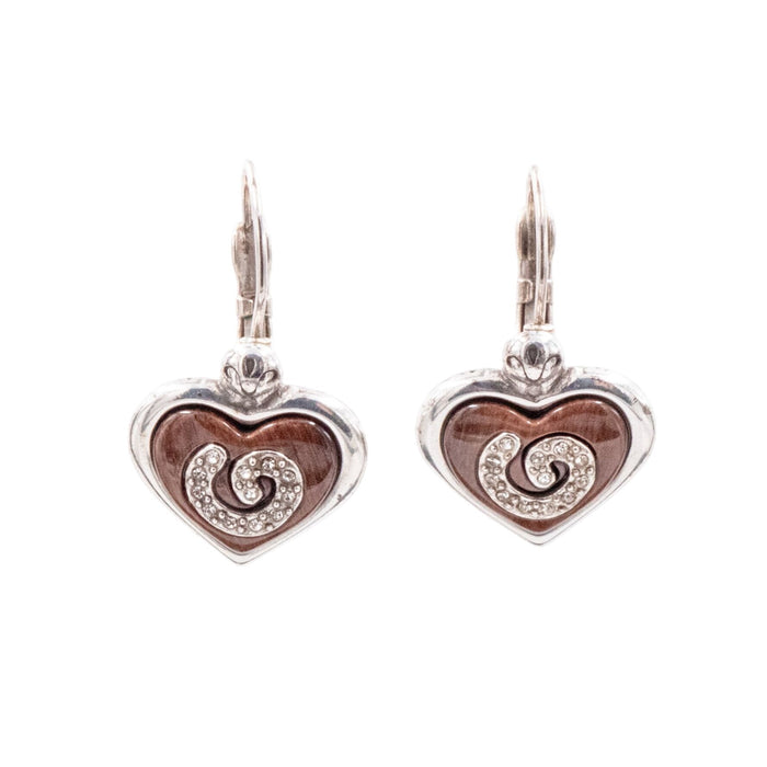 Sterling Silver CZ Heart 1.25 Inch Leverback Earrings