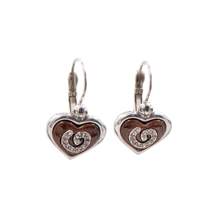 Sterling Silver CZ Heart 1.25 Inch Leverback Earrings