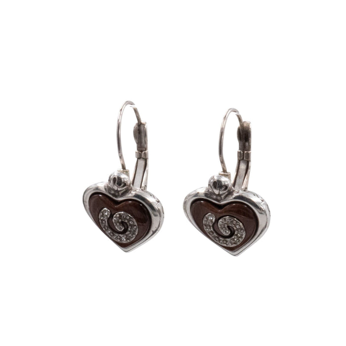 Sterling Silver CZ Heart 1.25 Inch Leverback Earrings