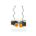 Sterling Silver Designer Dangle Earrings With Orange Gemstone Beads