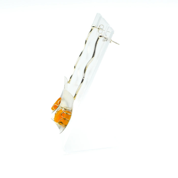 Sterling Silver Designer Dangle Earrings With Orange Gemstone Beads