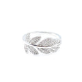 Sterling Silver Feather Ring With Clear Cubic Zirconia Size 7