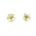 Sterling Silver Flower Stud Earrings With 18K Gold Plate Accent