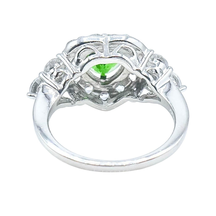 Sterling Silver Green Chrome Diopside And White Topaz Ring Size 7