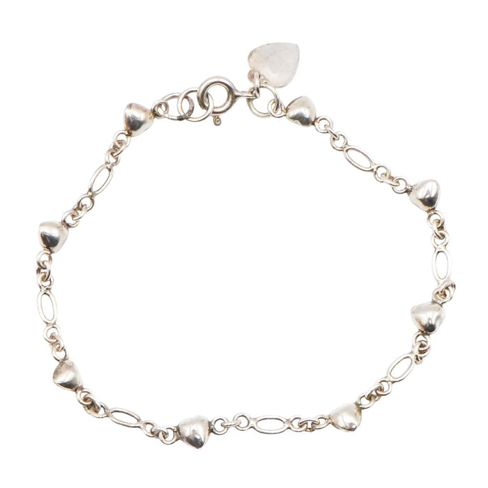 Sterling Silver Heart Charm Link Bracelet – Romantic Minimalist Design