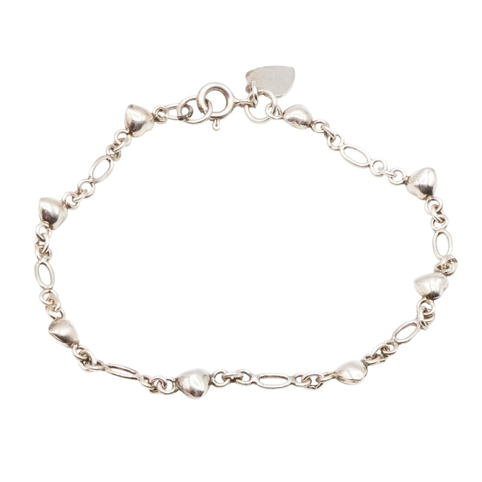 Sterling Silver Heart Charm Link Bracelet – Romantic Minimalist Design