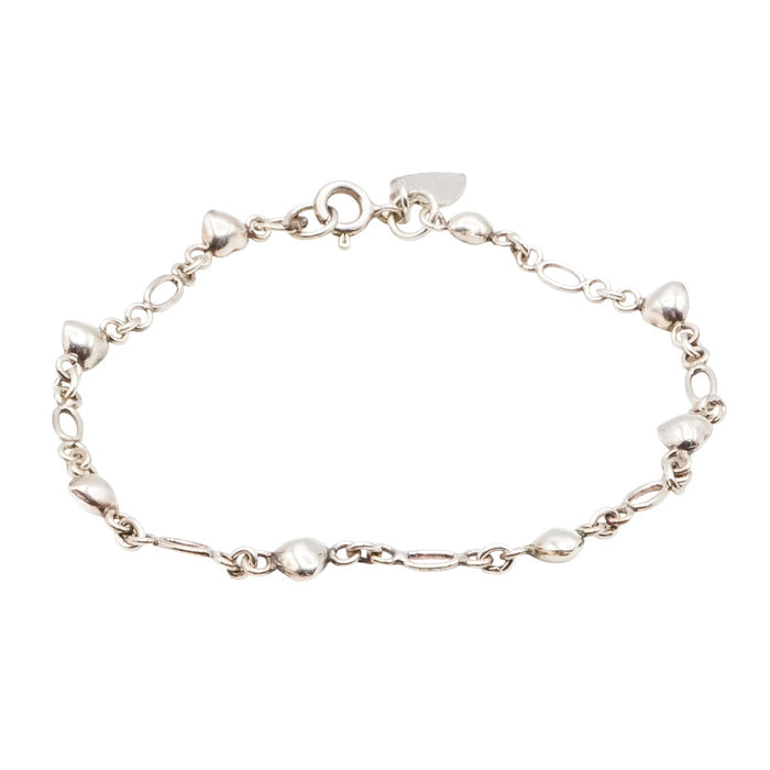 Sterling Silver Heart Charm Link Bracelet – Romantic Minimalist Design