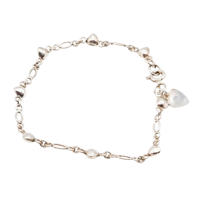Sterling Silver Heart Charm Link Bracelet – Romantic Minimalist Design