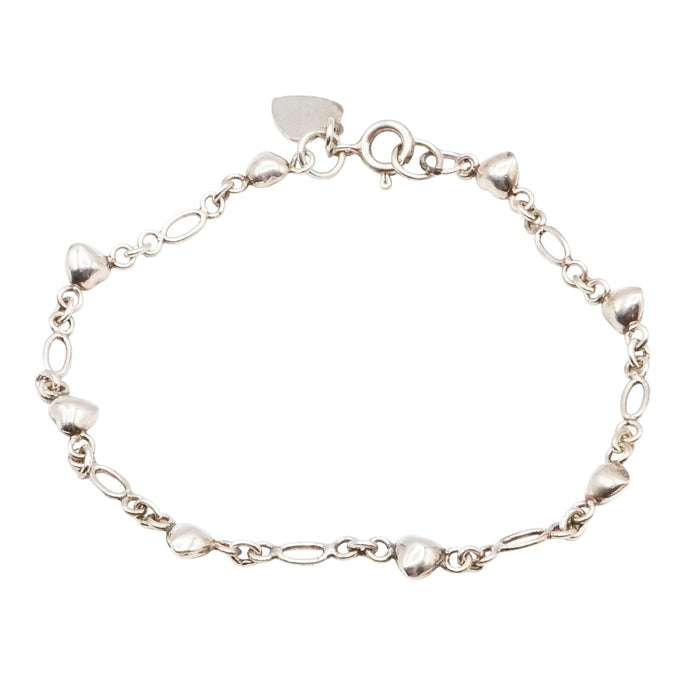 Sterling Silver Heart Charm Link Bracelet – Romantic Minimalist Design