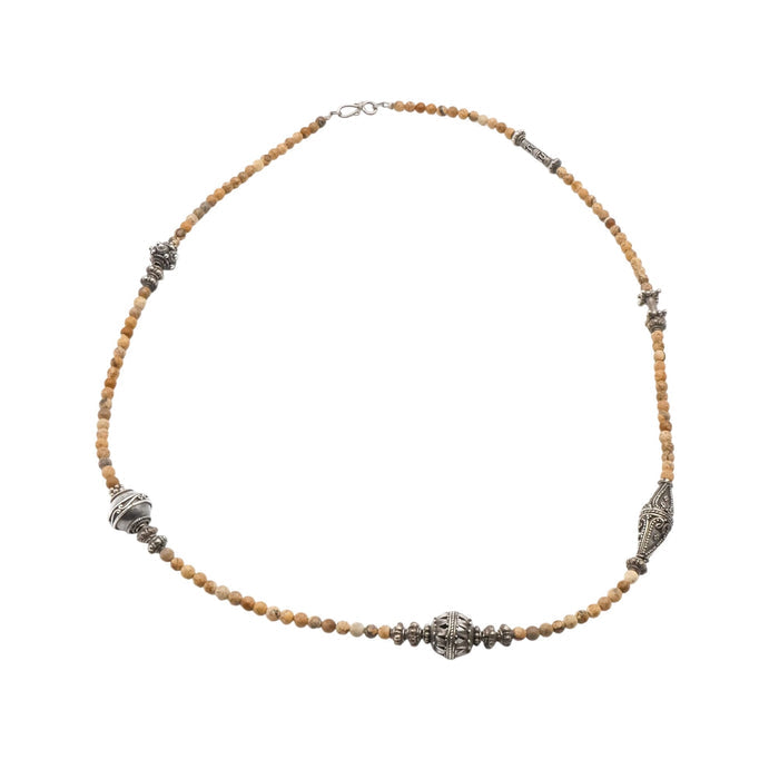 Sterling Silver Jasper Mala Necklace Meditation Beaded Necklace 24.5”