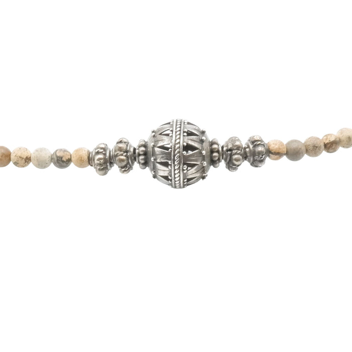 Sterling Silver Jasper Mala Necklace Meditation Beaded Necklace 24.5”