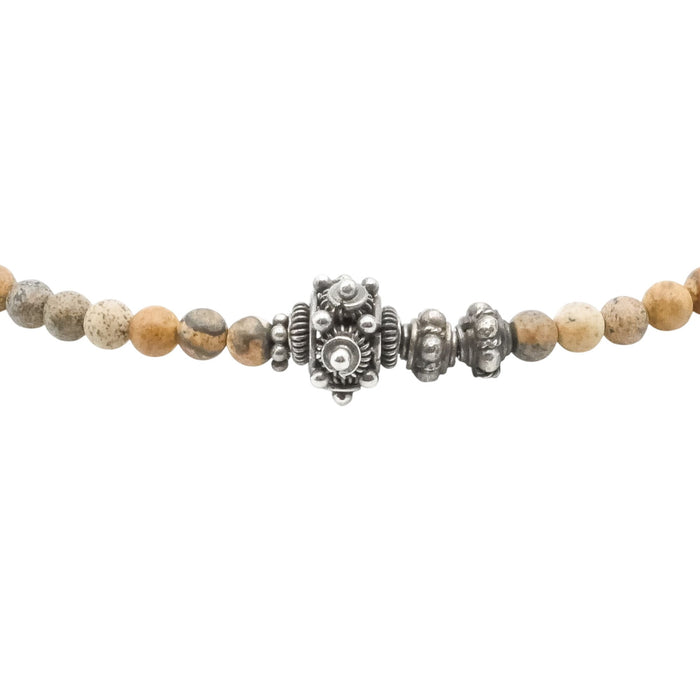 Sterling Silver Jasper Mala Necklace Meditation Beaded Necklace 24.5”