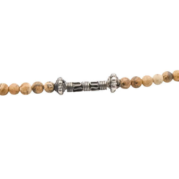 Sterling Silver Jasper Mala Necklace Meditation Beaded Necklace 24.5”