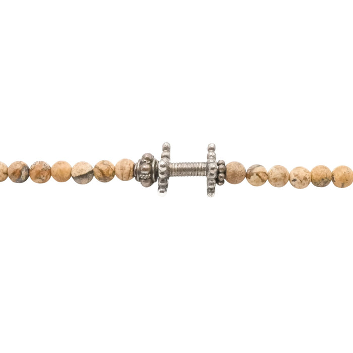 Sterling Silver Jasper Mala Necklace Meditation Beaded Necklace 24.5”