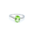 Sterling Silver Peridot Solitaire Ring Size 9.5 With Diamond Accents