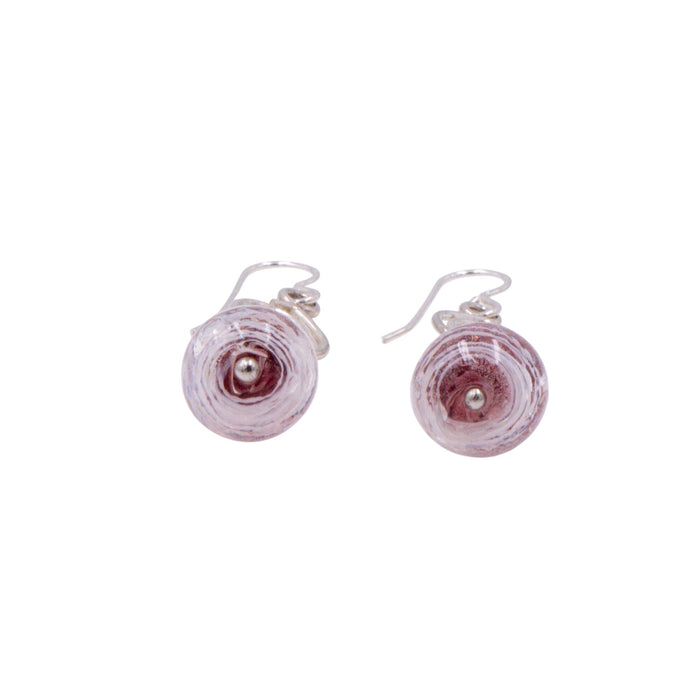 Sterling Silver Pink Murano Glass Dangle Earrings 2 Inch Spiral Drop Earrings