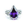 Sterling Silver Purple CZ Teardrop Ring Size 6