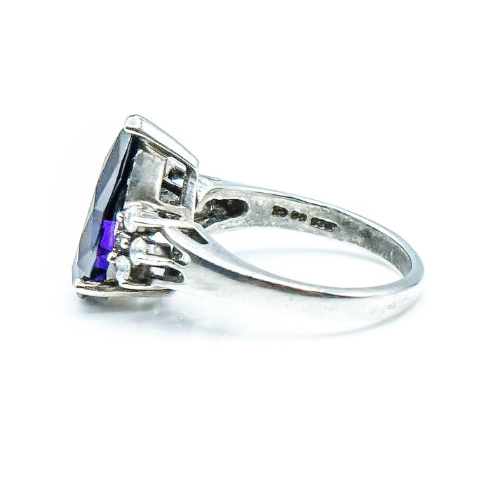 Sterling Silver Purple CZ Teardrop Ring Size 6