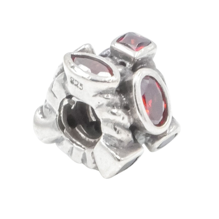 Sterling Silver Red CZ Charm Bead Cubic Zirconia
