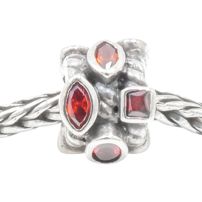 Sterling Silver Red CZ Charm Bead Cubic Zirconia