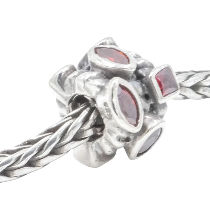 Sterling Silver Red CZ Charm Bead Cubic Zirconia