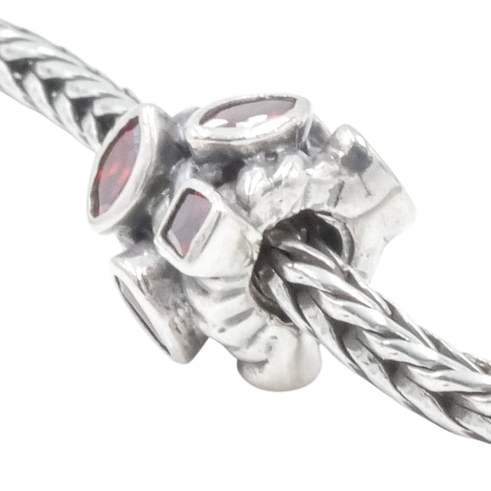 Sterling Silver Red CZ Charm Bead Cubic Zirconia