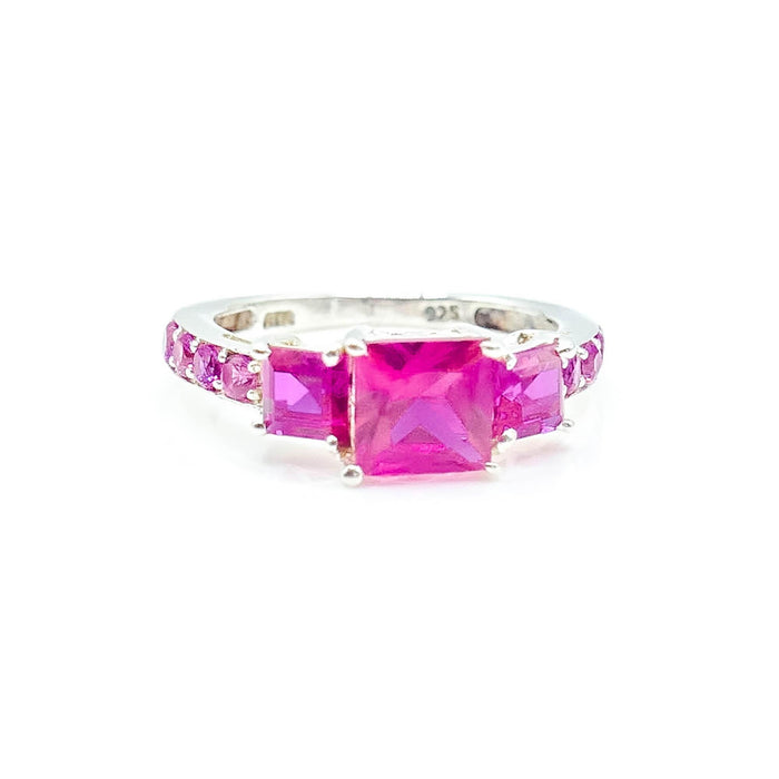 Sterling Silver Ruby and Pink Sapphire Ring Size 5