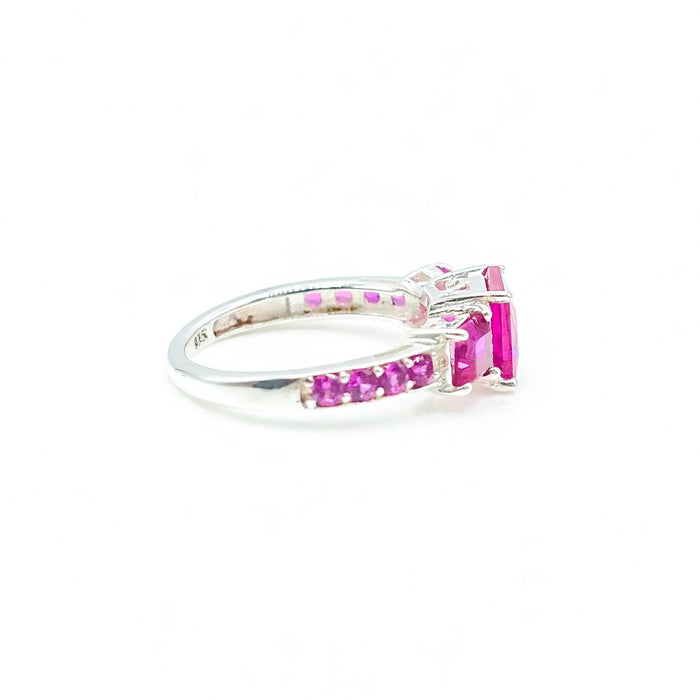 Sterling Silver Ruby and Pink Sapphire Ring Size 5