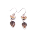 Sterling Silver Smoky Quartz Mother Of Pearl 1.25 Inch Dangle Earrings
