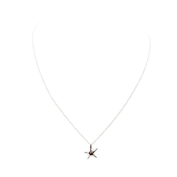 Sterling Silver Starfish Pendant Necklace Delicate Nautical Charm Chain