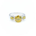 Sterling Silver Yellow CZ And White Zircon Three-Stone Ring Size 7.5