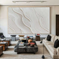 Modern White 3D Wall Art - Minimal Texture Canvas for Contemporary Spaces - Surface Flow - Hues Art Lab