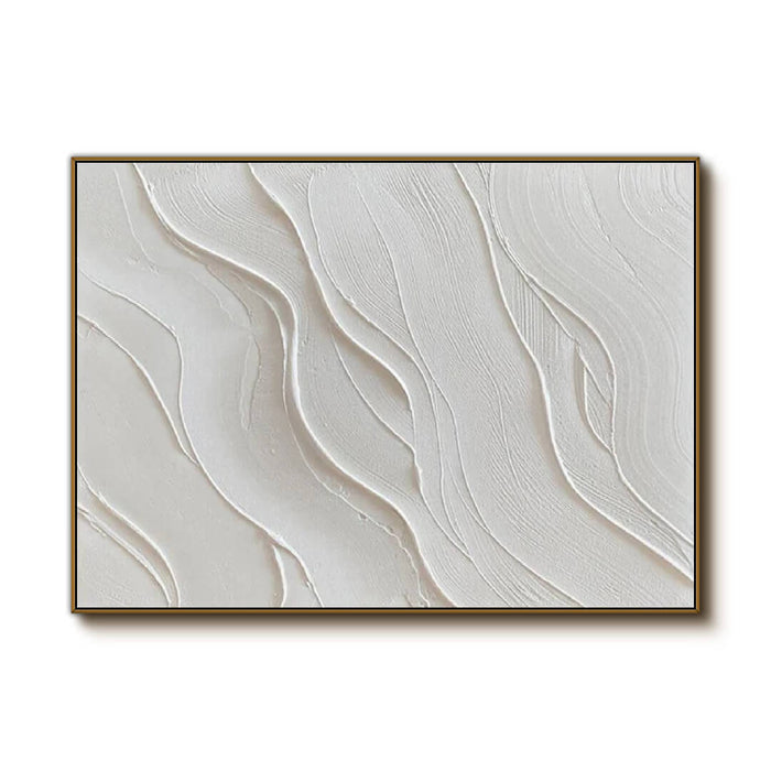 Modern White 3D Wall Art - Minimal Texture Canvas for Contemporary Spaces - Surface Flow - Hues Art Lab