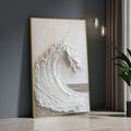 3D White Wave Wall Art - Modern Textured Ocean Canvas - Surge - Hues Art Lab
