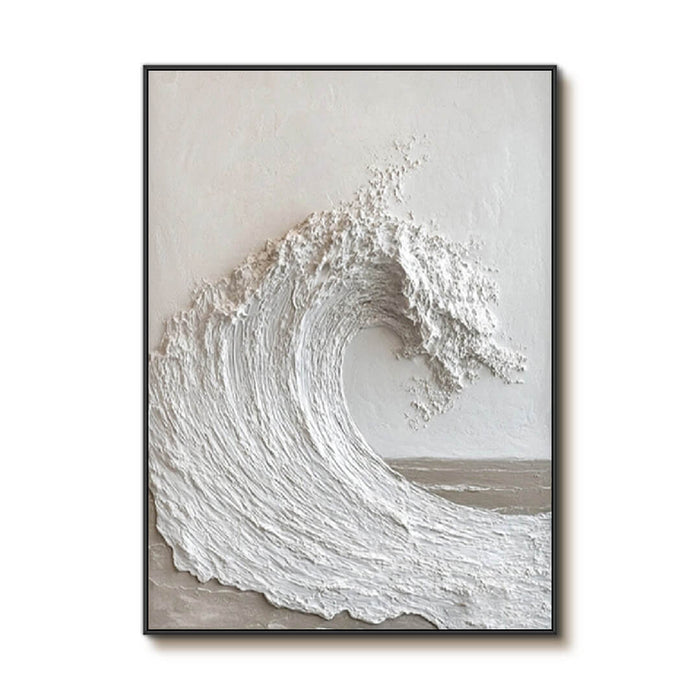 3D White Wave Wall Art - Modern Textured Ocean Canvas - Surge - Hues Art Lab