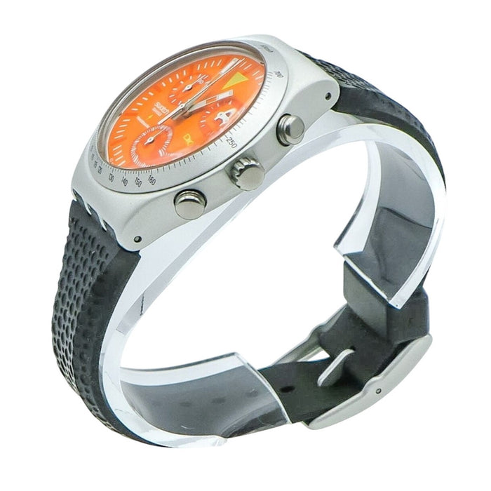 Swatch Arancia Infocata Irony Chrono Black, Orange And Silver Watch YCS4029