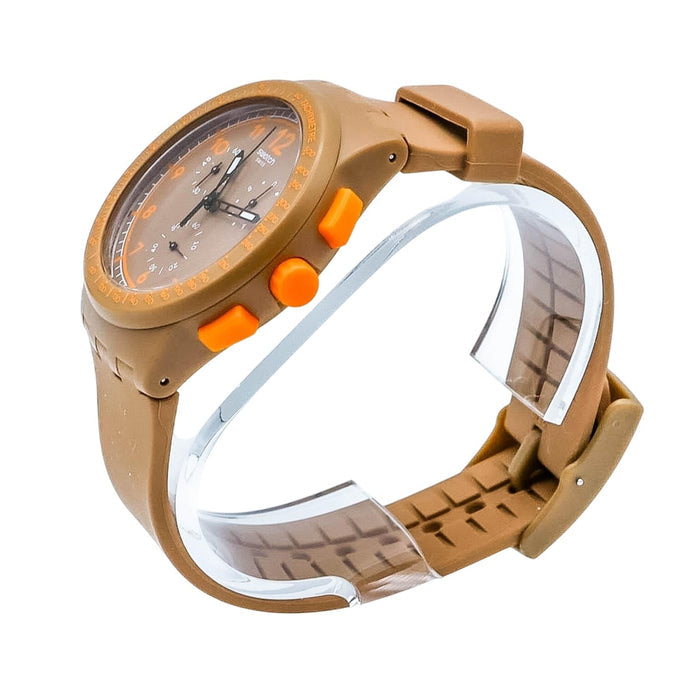Swatch Chrono Plastic CRAZY NUTS SUSC400 Brown And Orange Swiss Watch