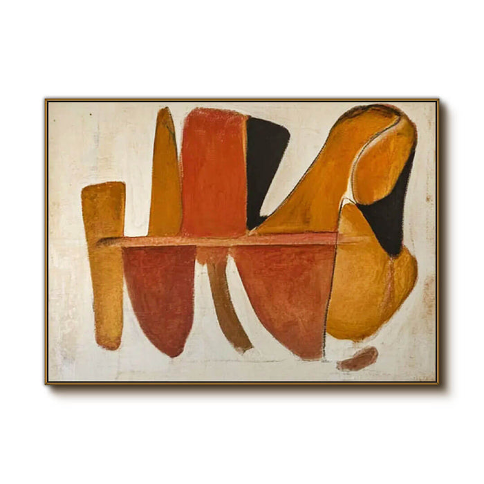 Mid-Century Abstract Wall Art - Terracotta Geometric Oil Painting - Terracotta Flow - Hues Art Lab