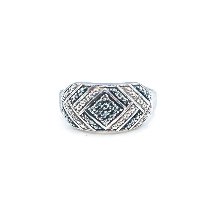 TGGC Sterling Silver Green Sapphire Ring Size 7