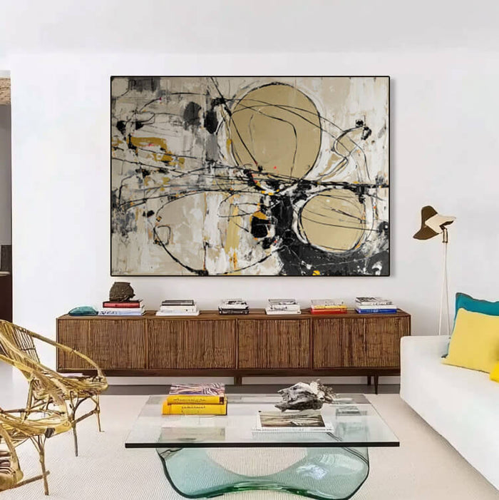 The Golden Trajectory large geometric wall art for contemporary decor