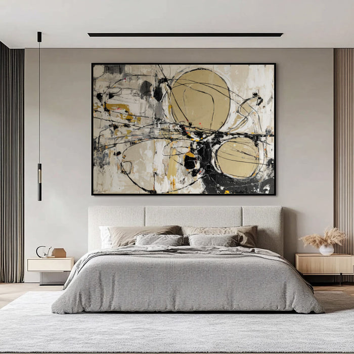 The Golden Trajectory modern minimalist painting with dynamic gold movement