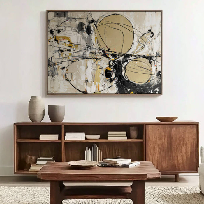 The Golden Trajectory gallery view of abstract geometric canvas art