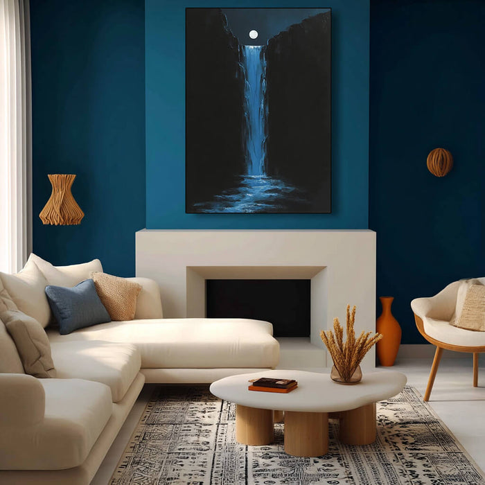 The Moonlit Pool I vertical cool color wall decor for modern interiors