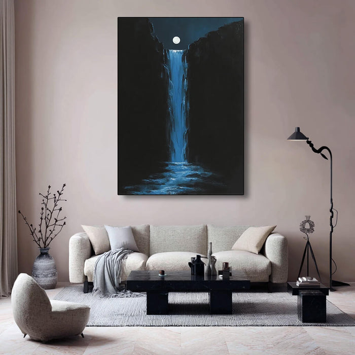 The Moonlit Pool I moody abstract landscape artwork for living room decor