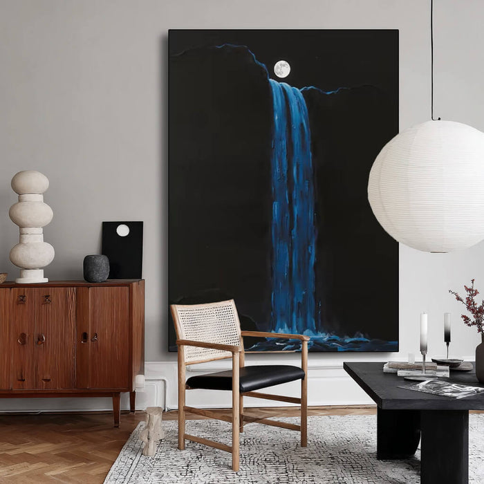 The Moonlit Pool II vertical cool color wall decor for modern interiors
