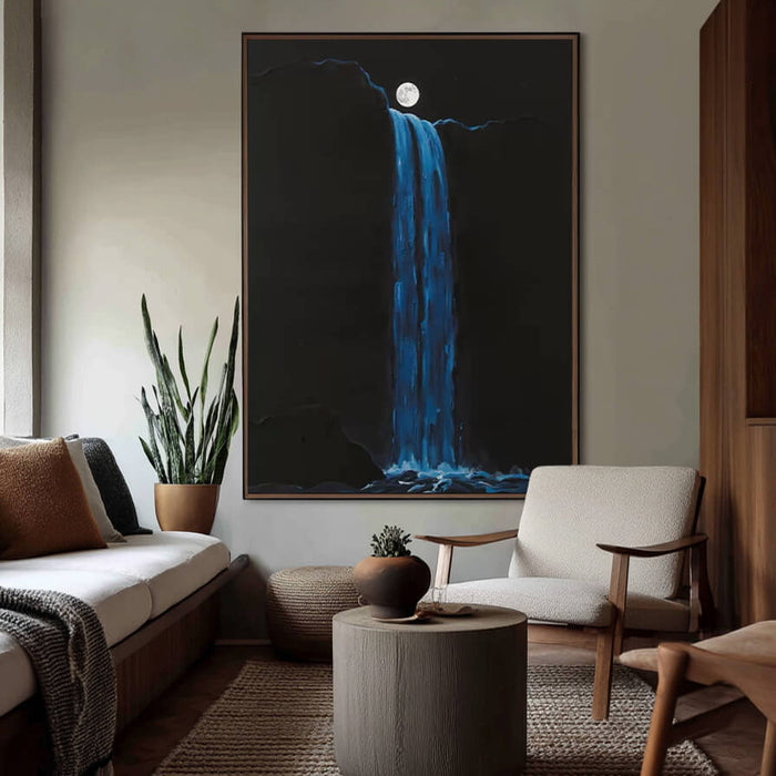 The Moonlit Pool II moody abstract landscape artwork for living room decor