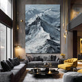 The Peak of Silence large modern impasto snow mountain oil painting by Hues Art Lab