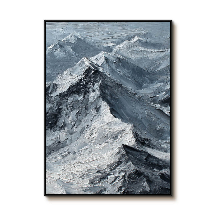 The Peak of Silence snow mountain artwork with quiet impasto peaks