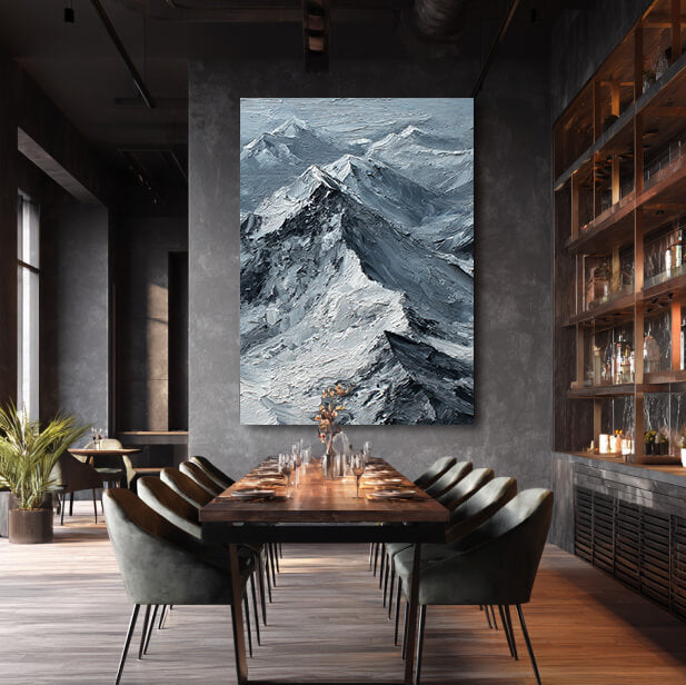 The Peak of Silence large snow peak wall art for calming home decor